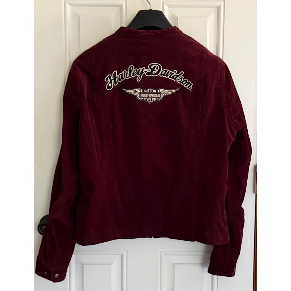 Vtg Harley-Davidson Women's Reversible Corduroy Jacket Burgundy HD70497 Size XL